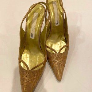 Christian Lacroix Gold Pointed Toe Strappy Sandals - Made in Italy - Size 38